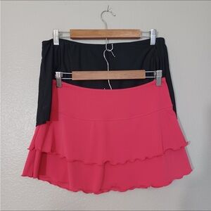 COLLECTIONS BY CATALINA SPORTI Black Swimsuit Bottom Skort Hot Pink Skirt Cover